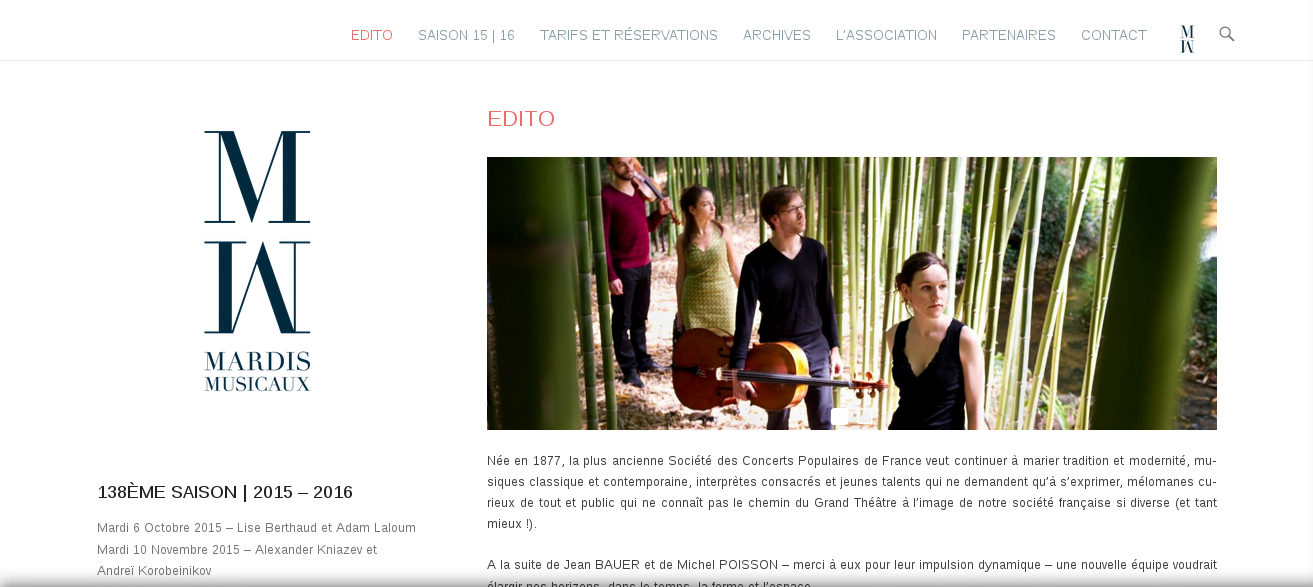 Site internet du festival des Mardis musicaux à Angers